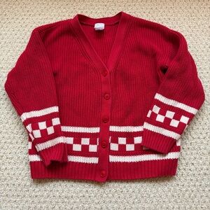 Hanna Andersson Checkered Red and White Cardigan size 8